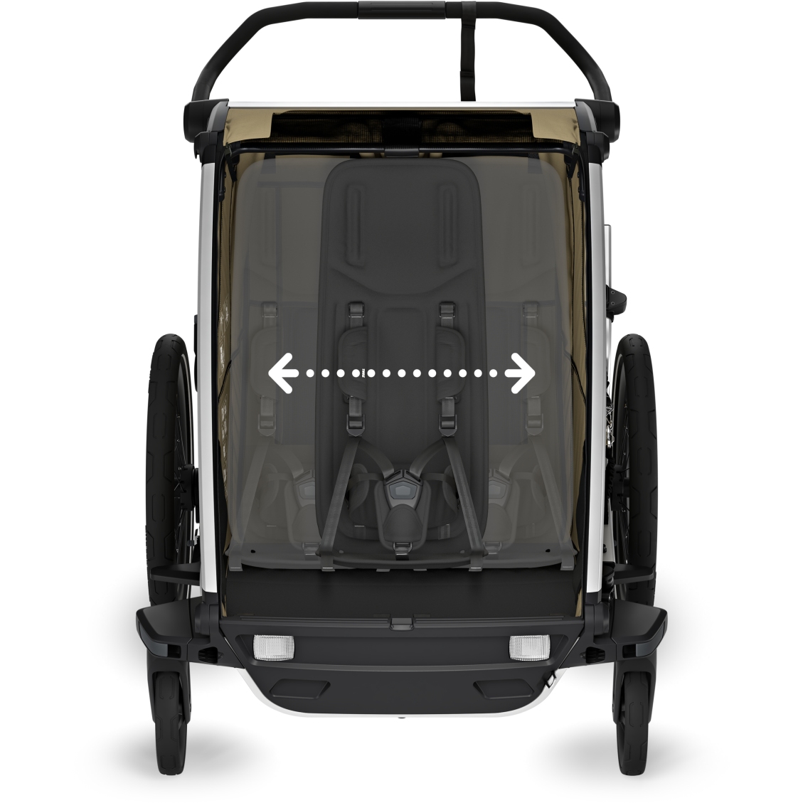 thule chariot cross 2 double bike trailer 2 kids faded khaki 10 1849546