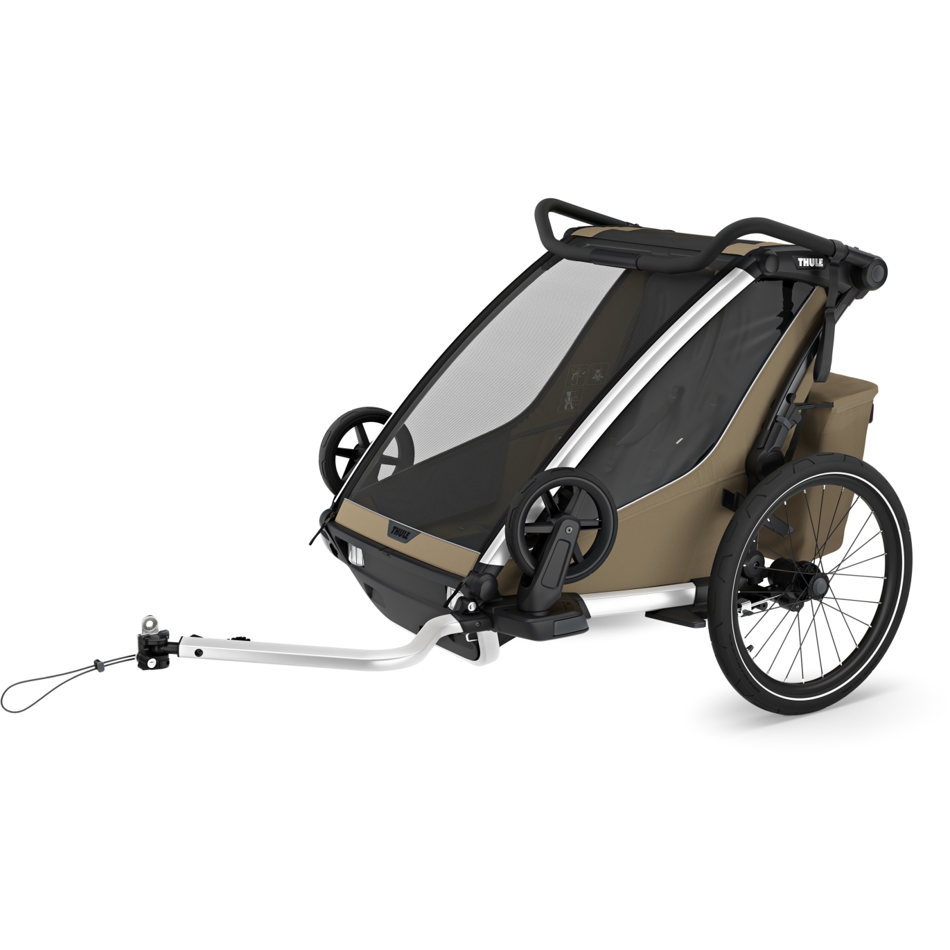 thule chariot cross 2 double bike trailer 2 kids faded khaki 12 1849548